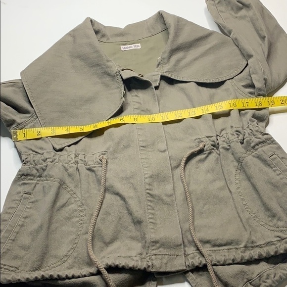 Hang Ten 3/4 Sleeve Oversized Collar Crop Jacket Green S - Picture 4 of 8